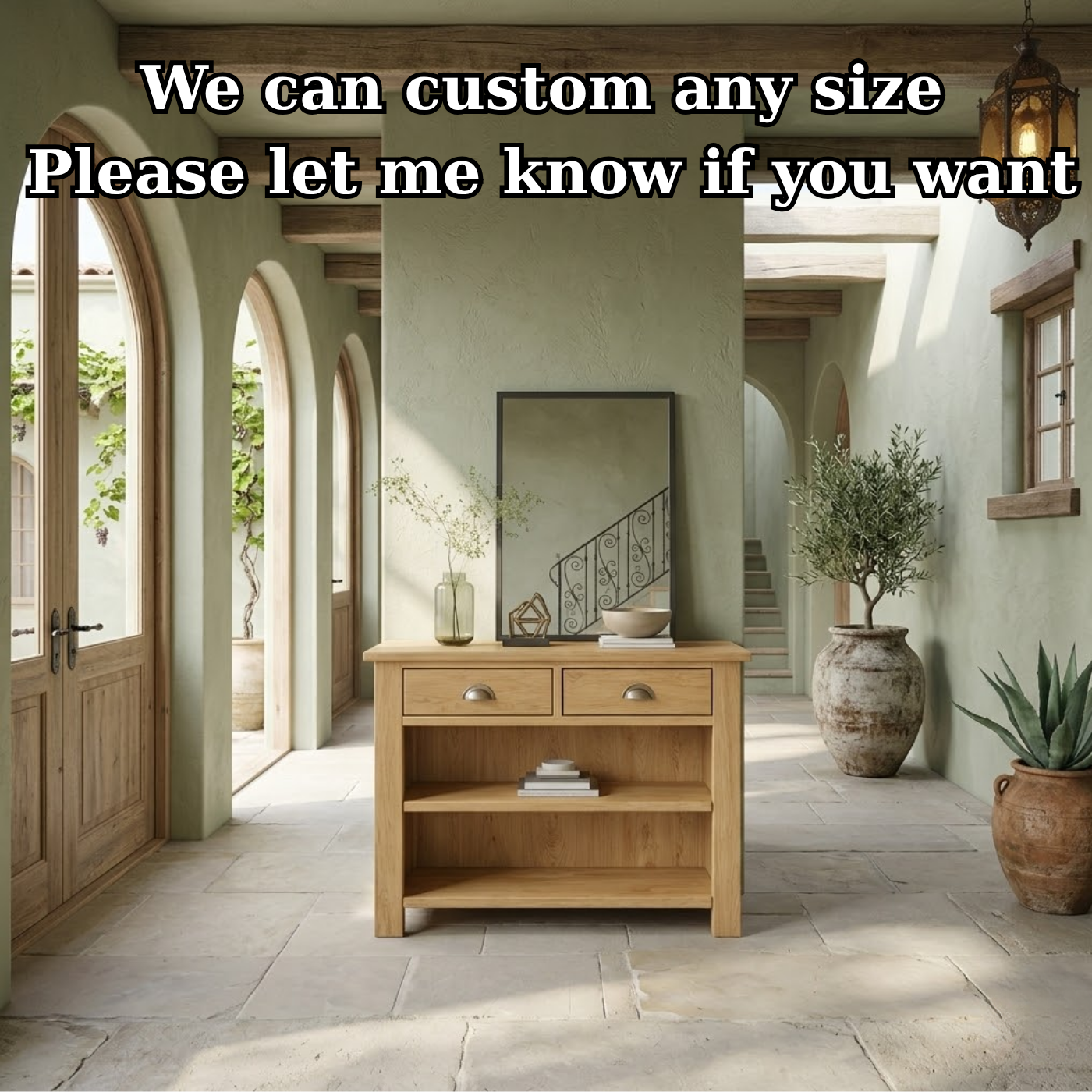 Solid Wood Console Table with Drawers and Shelves – Entryway Storage Console