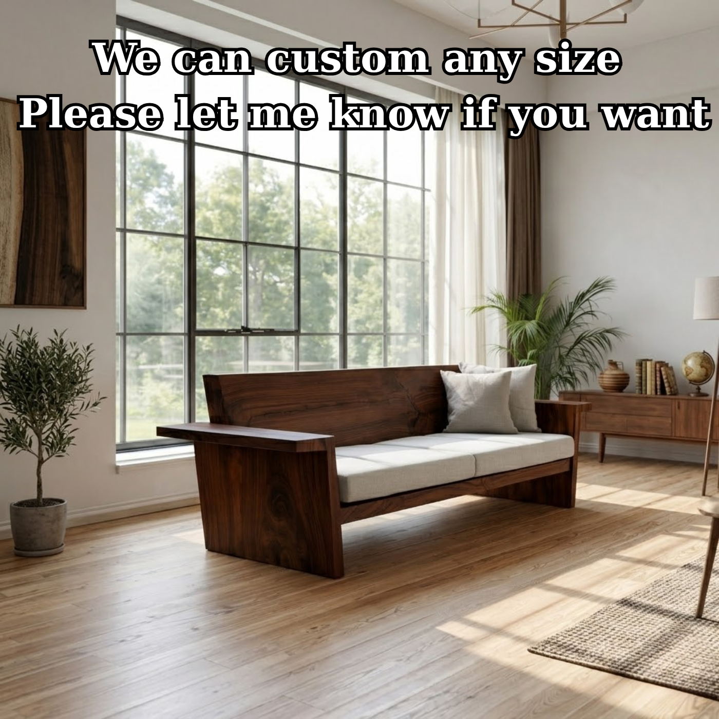 Solid Wood Sofa Frame – Rustic Modern Wooden Bench Style Sofa