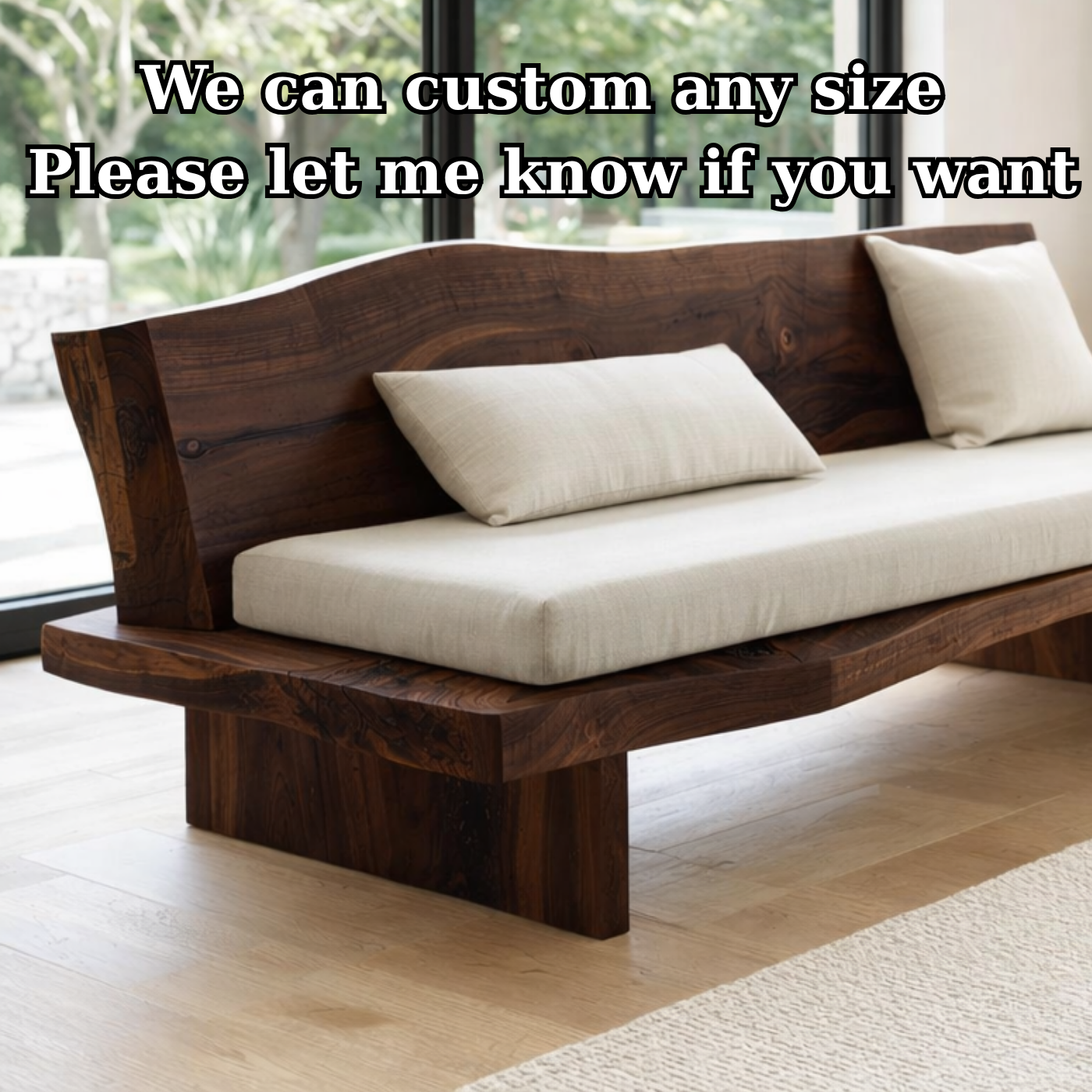 Solid Wood Sofa Frame – Live Edge Rustic Wooden Living Room Sofa
