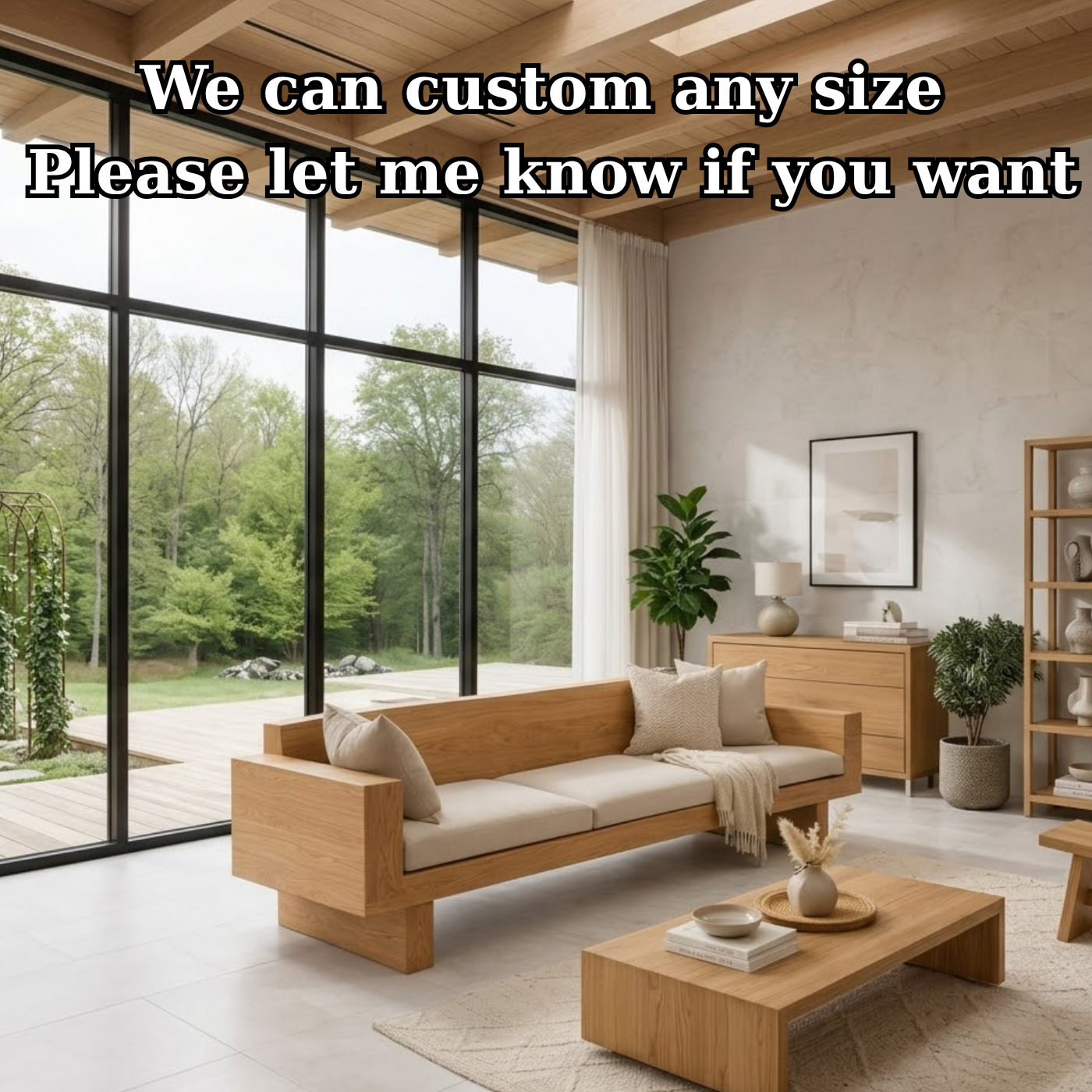 Solid Wood Sofa – Modern Oak Wooden Living Room Sofa