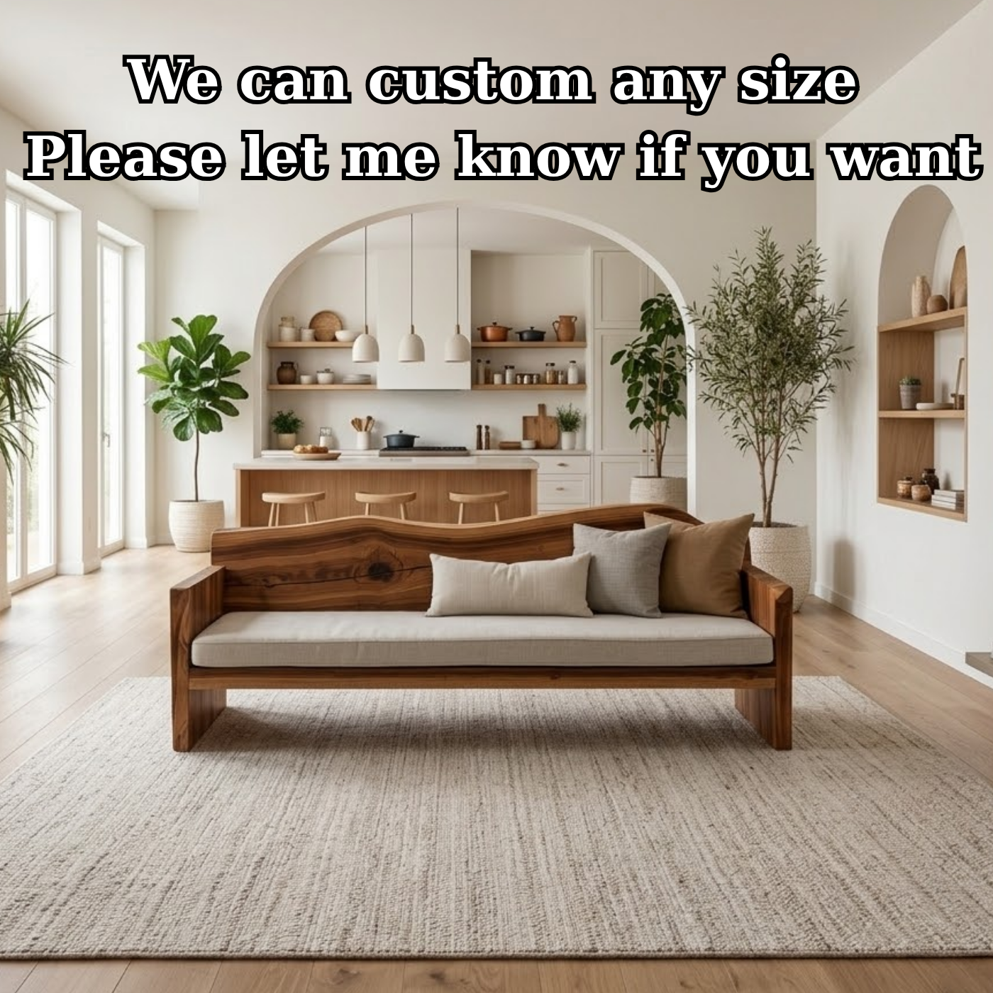 Solid Wood Sofa – Rustic Organic Modern Wooden Bench Sofa