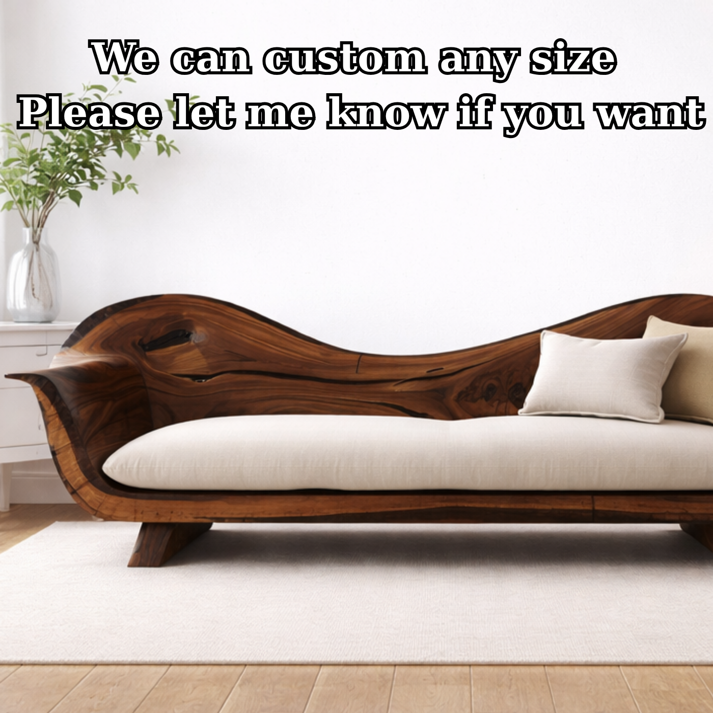 Live Edge Solid Wood Sofa – Sculptural Walnut Wooden Sofa