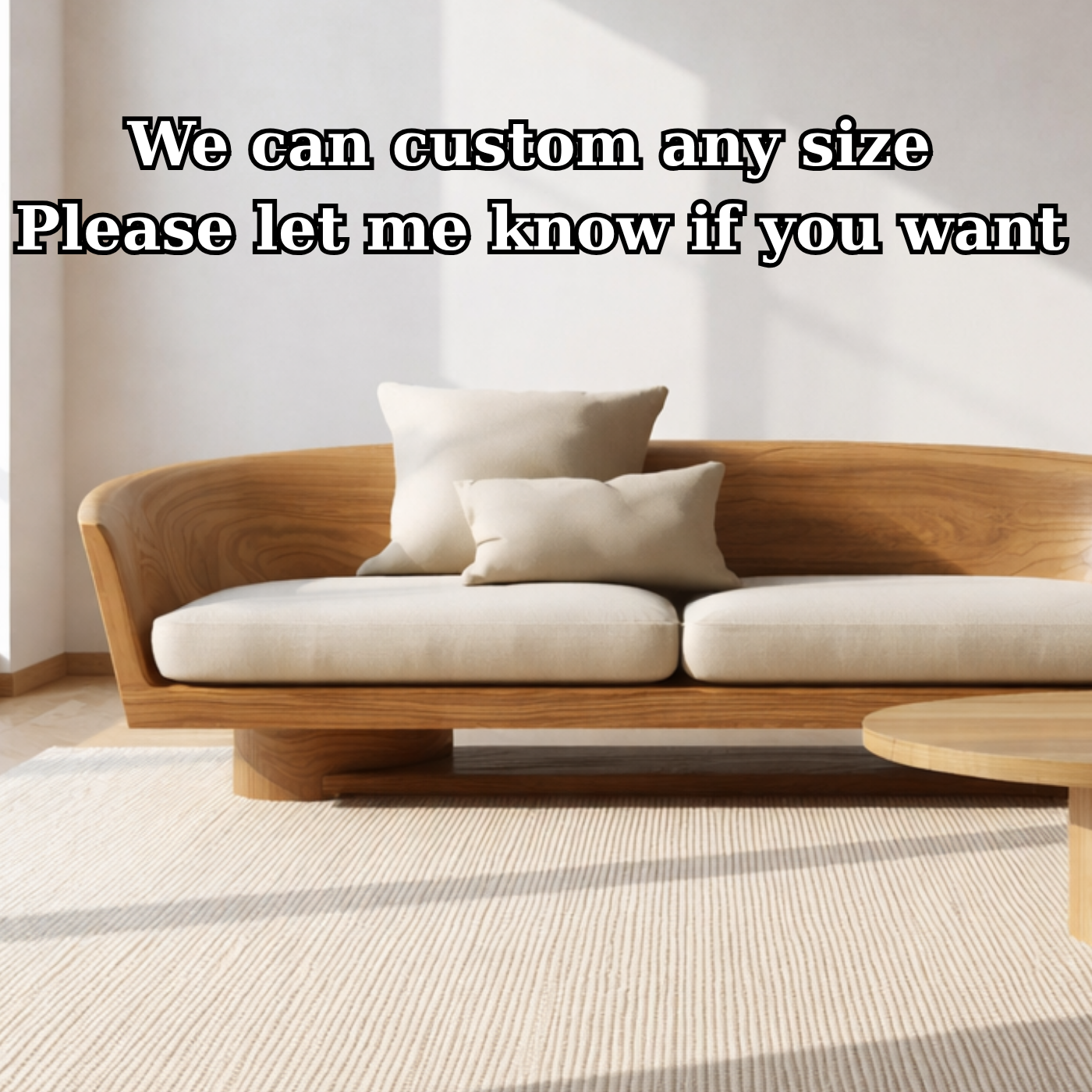 Solid Wood Curved Sofa – Sculptural Wooden Sofa with Organic Backrest