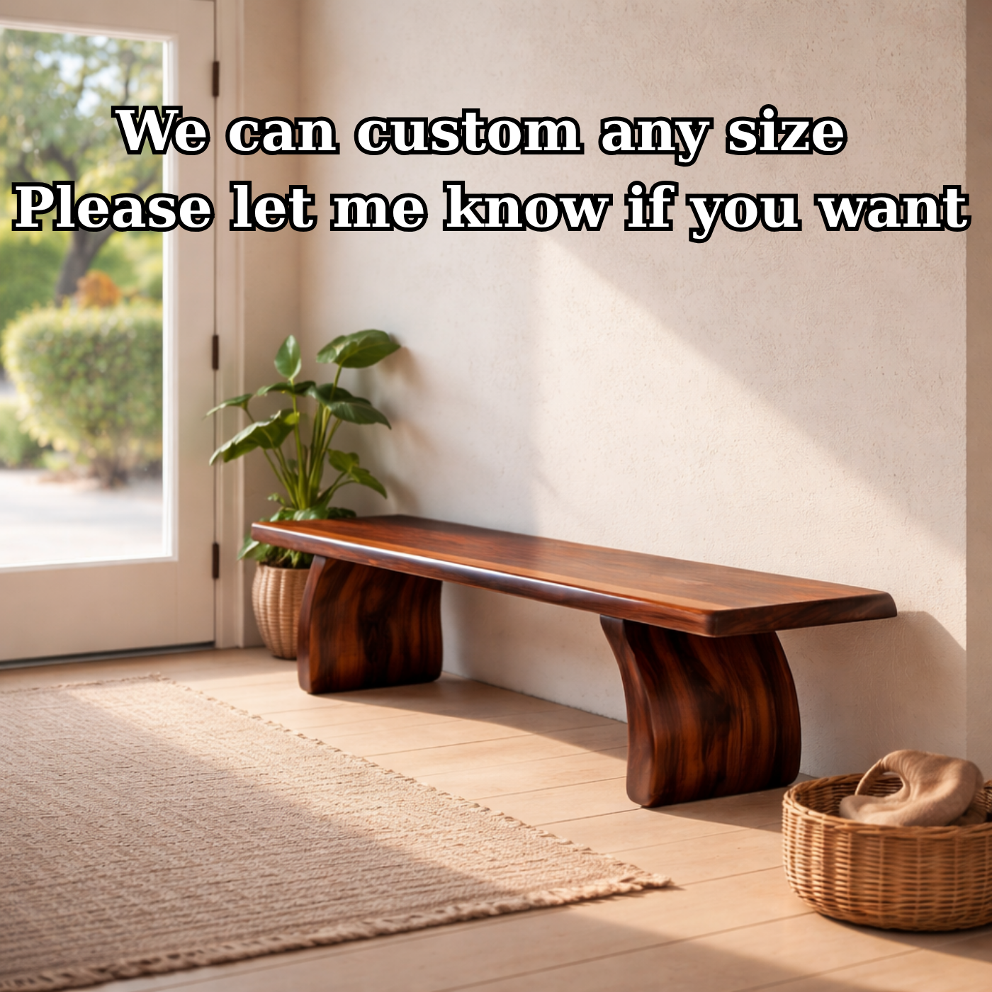 Solid Wood Bench with Sculptural Base – Minimalist Modern Design