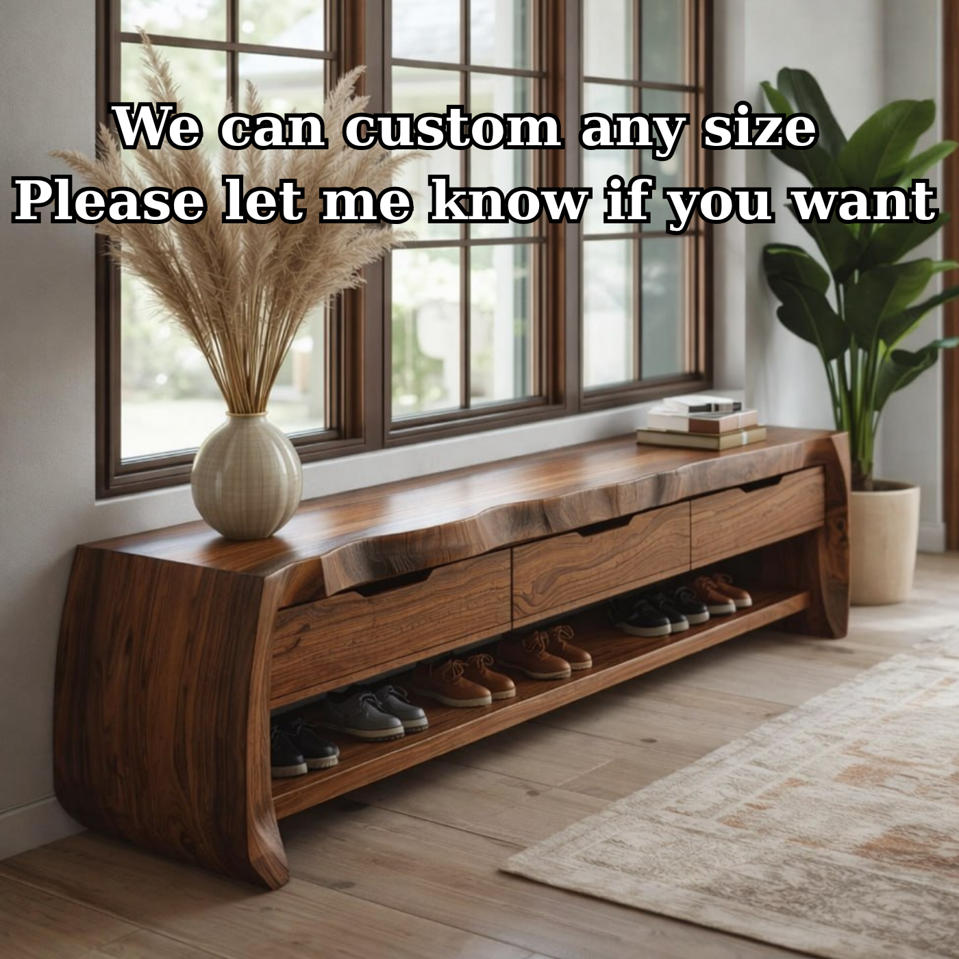 Modern Entryway Bench with Shoe Storage, Wooden Hallway Bench, Console Seat for Mudroom Decor