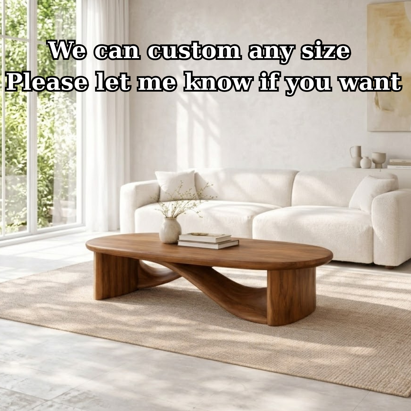 Handcrafted Solid Wood Coffee Table with Sculptural Curved Design