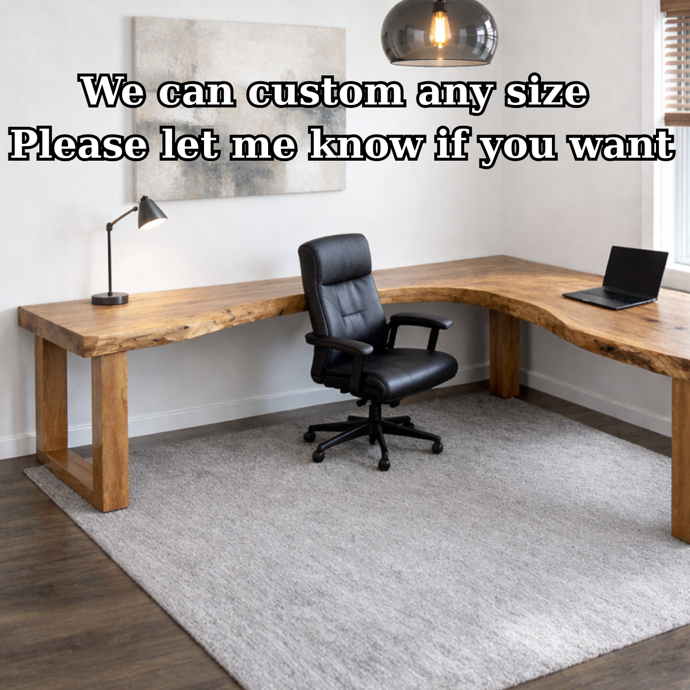 Live Edge Solid Wood L-Shaped Desk for Modern Home Office