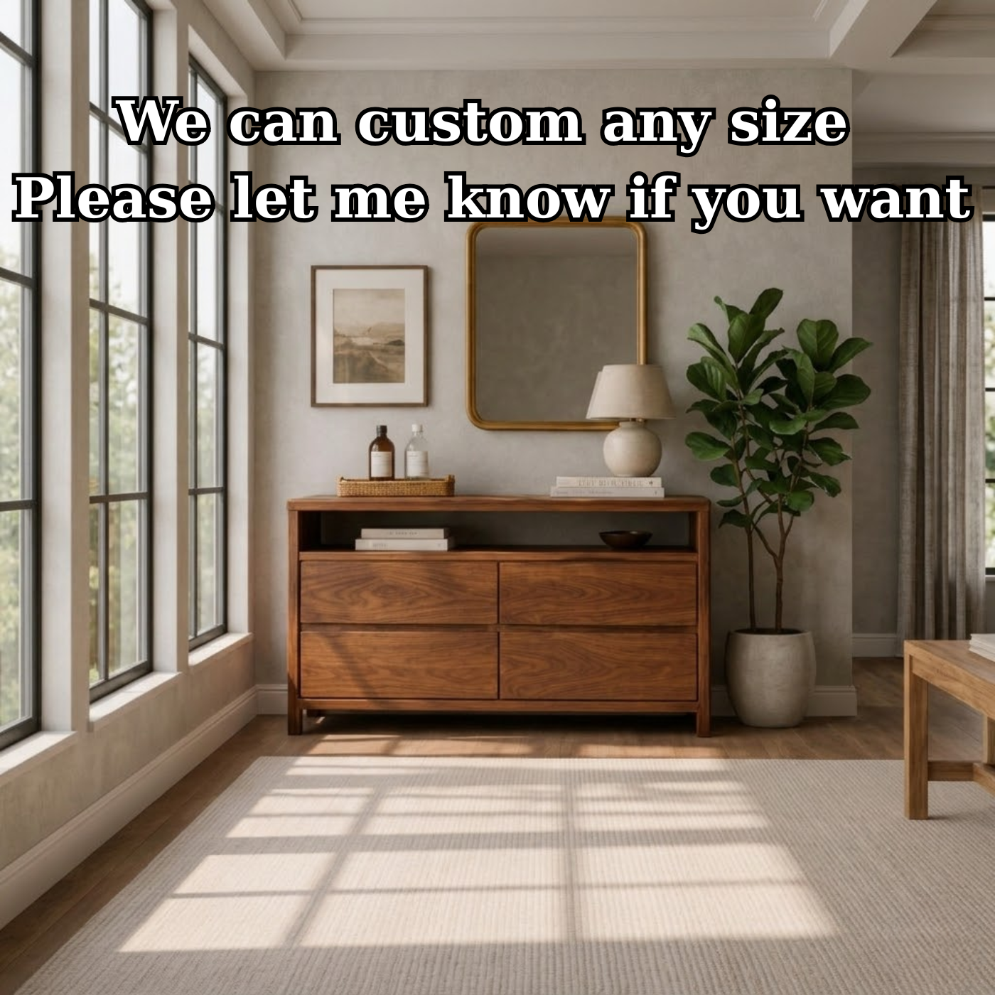 Solid Wood Console Table with Open Shelf and Drawer Storage for Modern Living Room