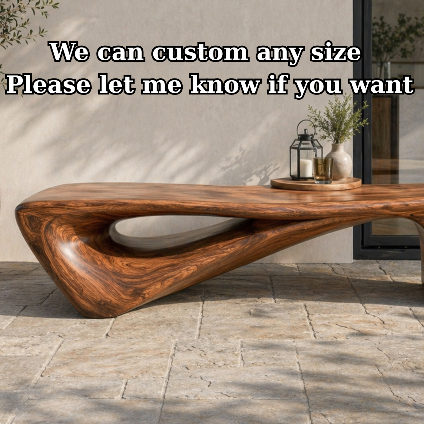 Sculptural Solid Wood Entryway Bench – Organic Modern Designer Statement Furniture