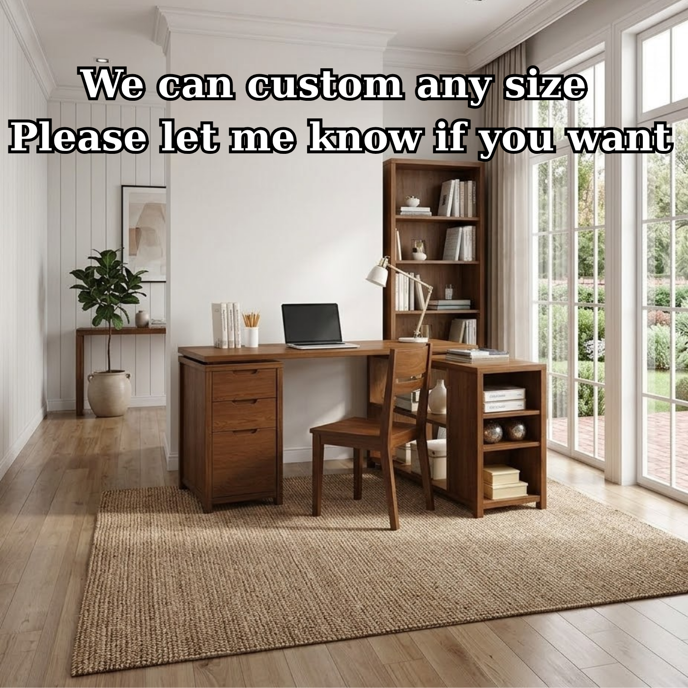 Solid Wood L-Shaped Desk with Storage – Corner Home Office Desk with Shelves and Drawers