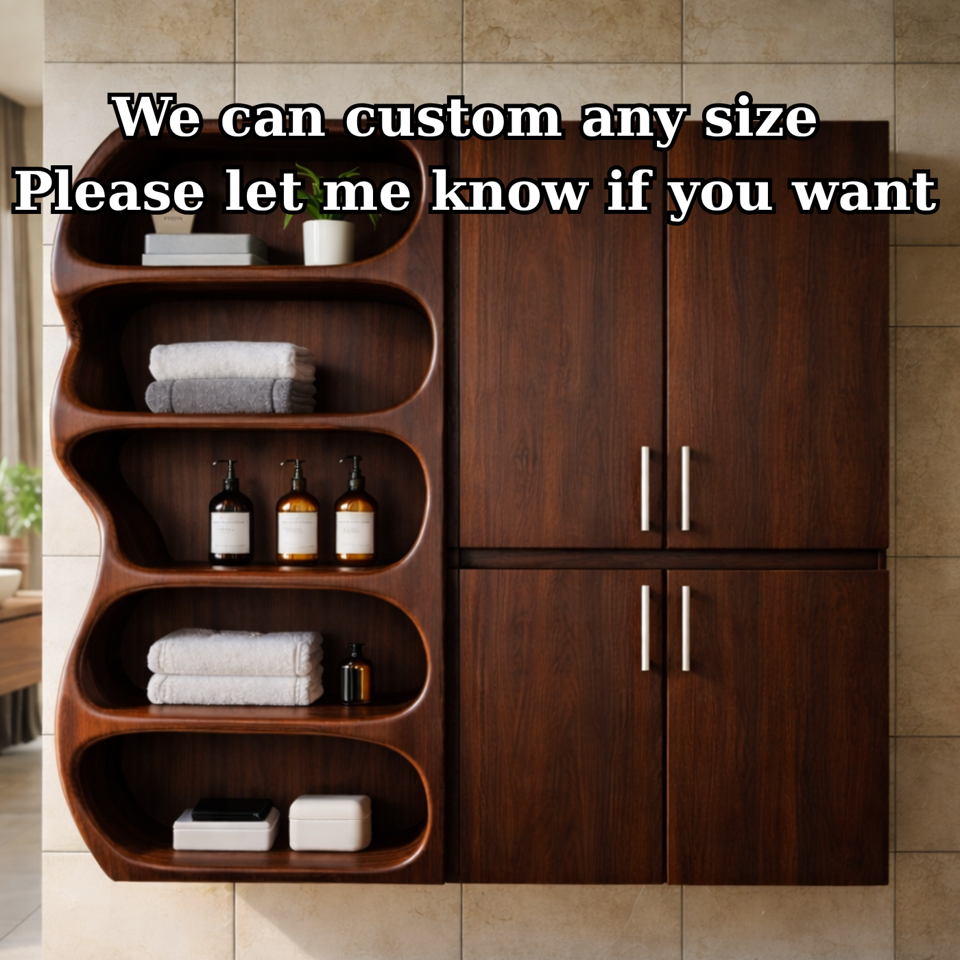 Solid Wood Bathroom Storage Cabinet with Open Shelf – Modern Wall Mounted Organizer