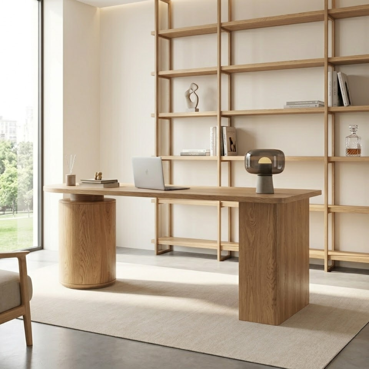 Modern Work Desk with Elegant Design and Spacious Storage Compartments