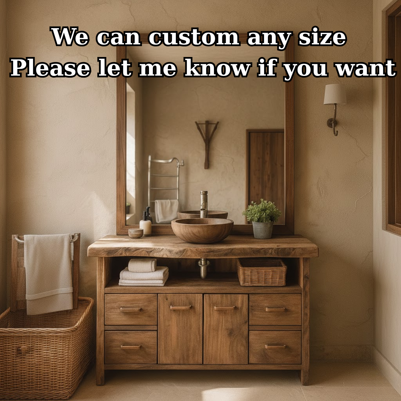 Solid Wood Live Edge Double Bathroom Vanity with 6 Drawers and Double Cabinet Doors for Modern Farmhouse Bathrooms