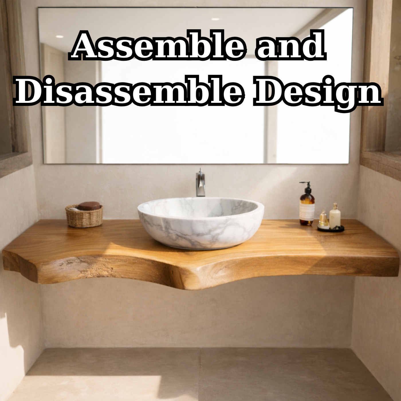 Live Edge Floating Bathroom Vanity Top, Solid Wood Wall Mounted Vanity Counter