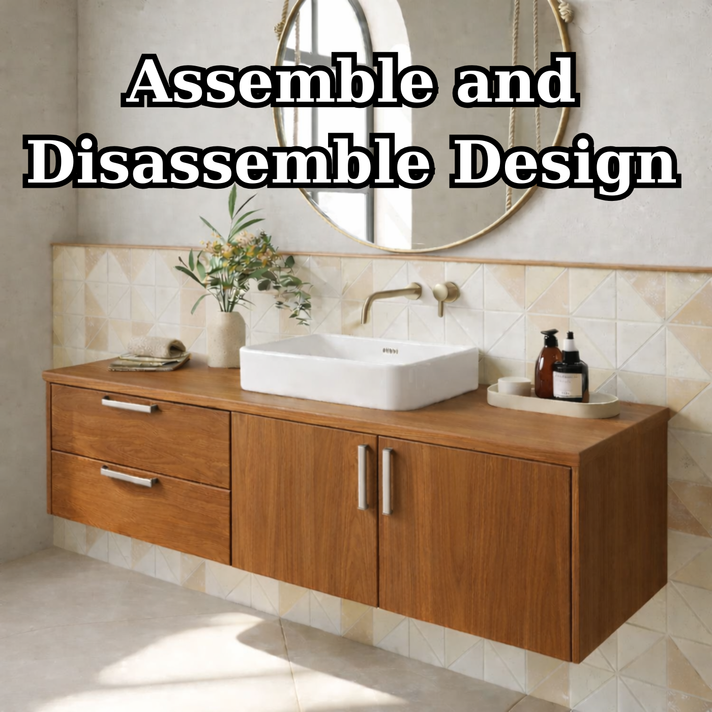 Floating Solid Wood Bathroom Vanity with Drawers and Cabinet Doors for Modern Home Interiors