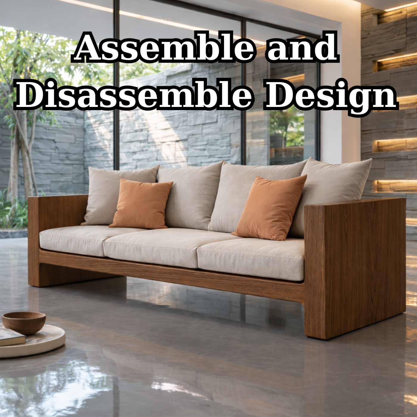 Minimalist Solid Wood Sofa Frame Modern Wooden Couch Base for Living Room