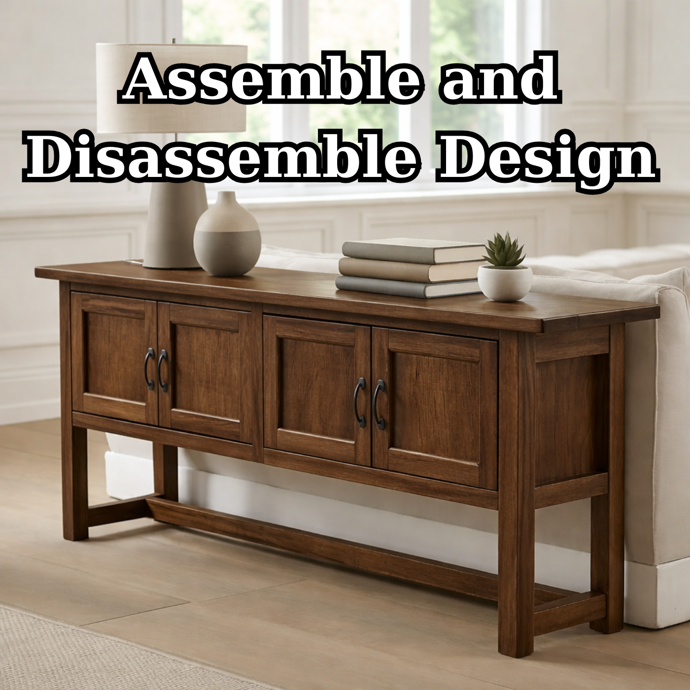 Solid Wood Console Table with 3 Drawers for Living Room or Entryway