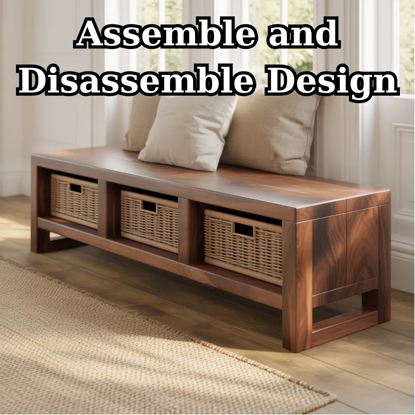 Solid Wood Entryway Bench with Open Storage – Rustic Shoe Storage Bench