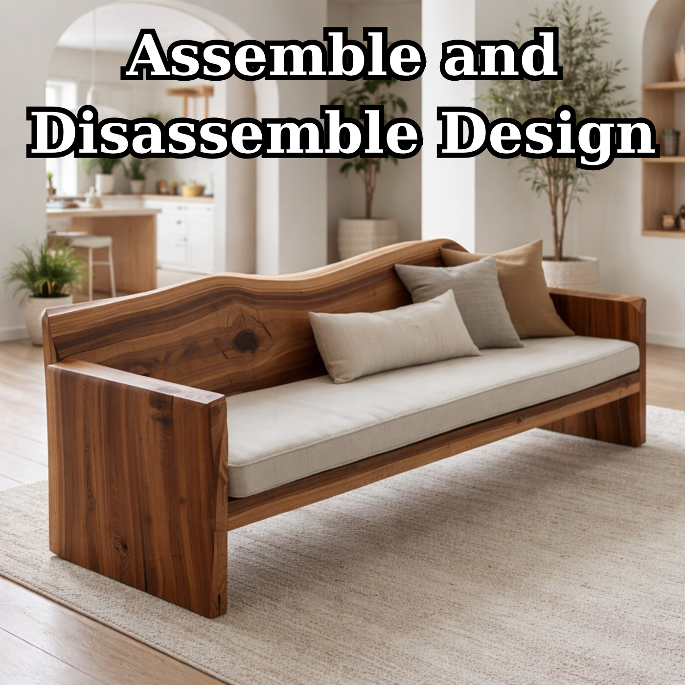 Solid Wood Sofa – Rustic Organic Modern Wooden Bench Sofa