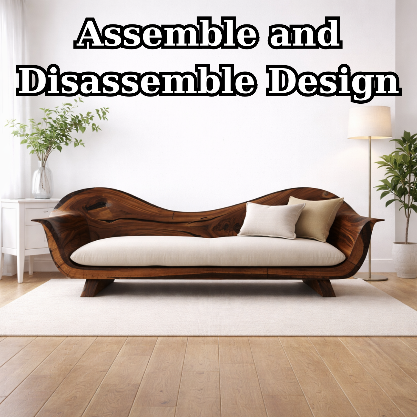 Live Edge Solid Wood Sofa – Sculptural Walnut Wooden Sofa