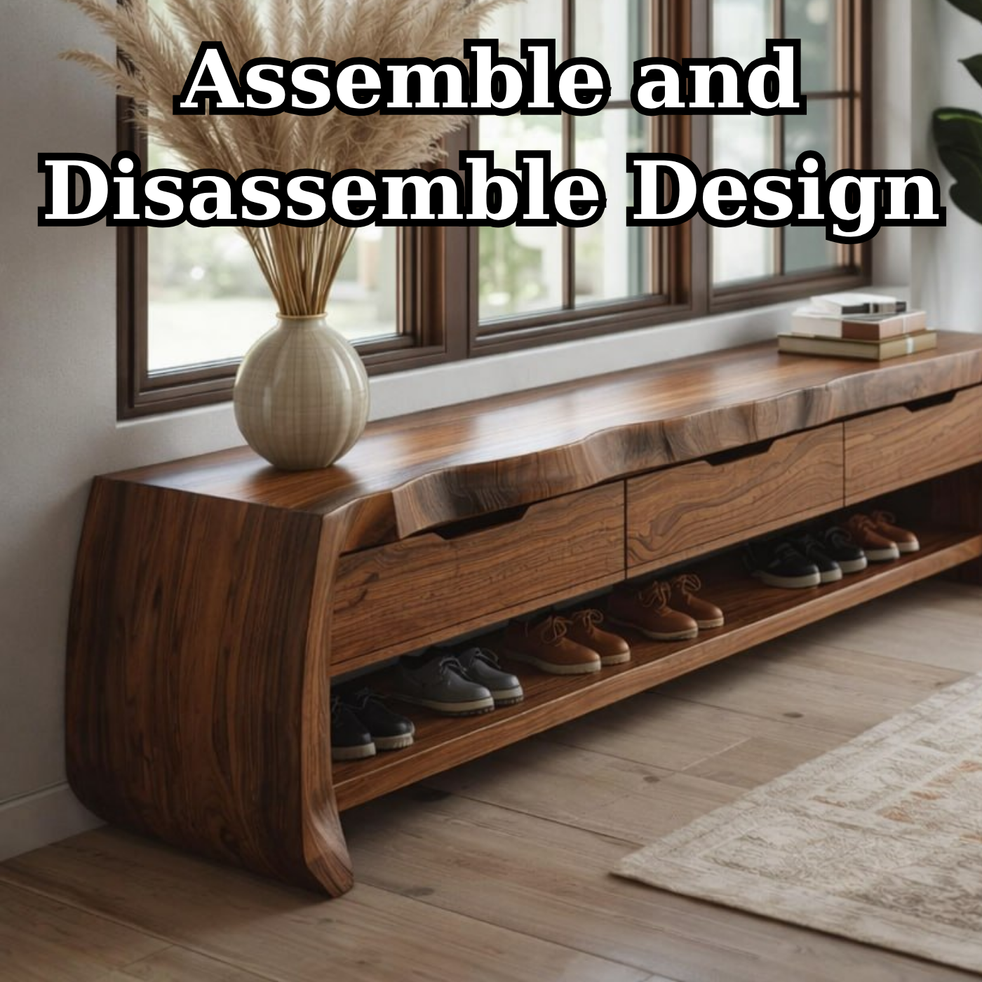 Modern Entryway Bench with Shoe Storage, Wooden Hallway Bench, Console Seat for Mudroom Decor