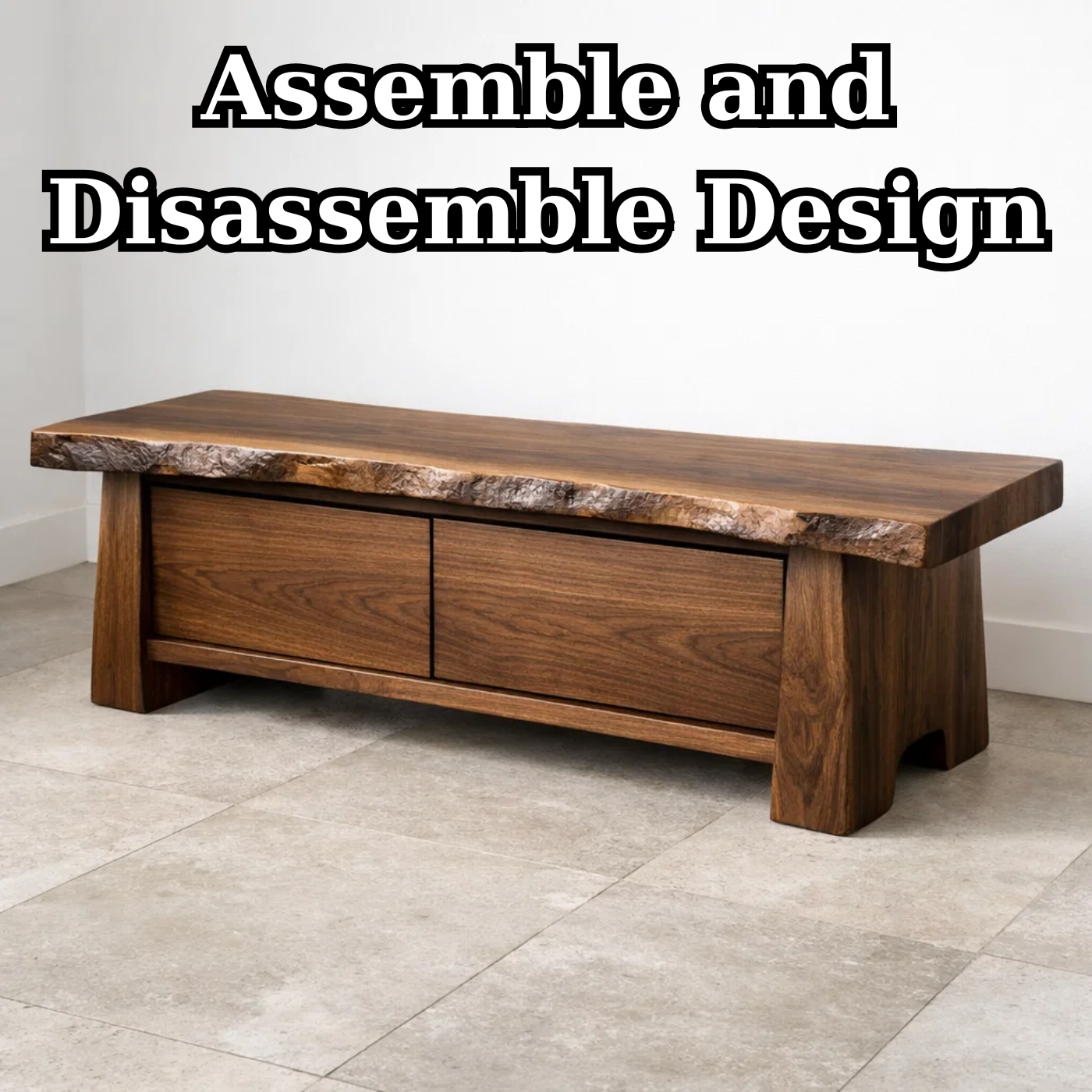Solid Wood Entryway Bench with Storage Drawers – Live Edge Hallway Seating