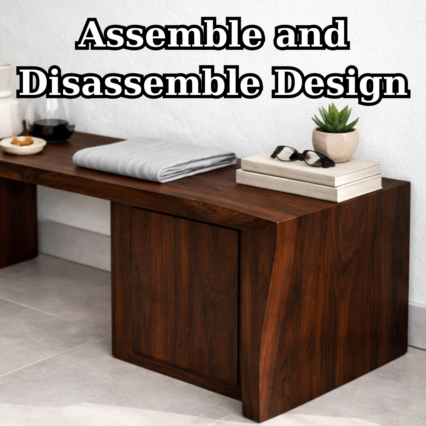 Solid Wood Entryway Bench with Side Storage Cabinet – Minimalist Wooden Bench