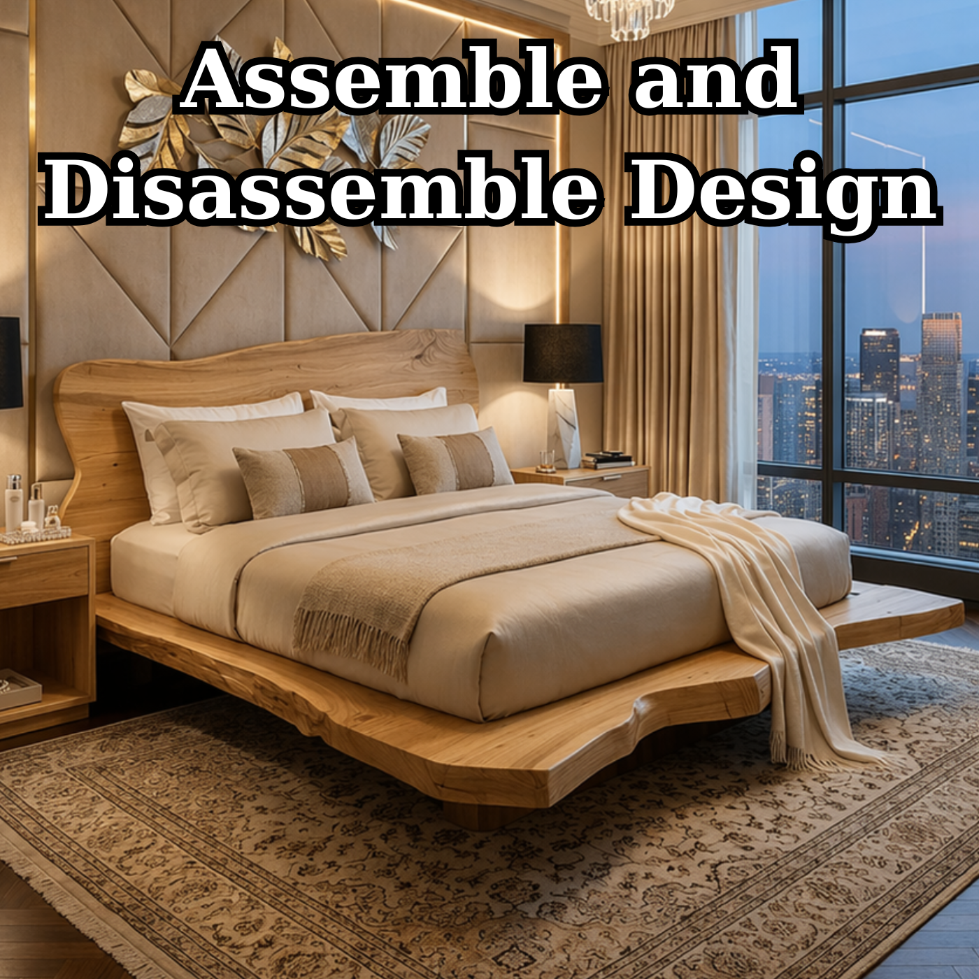 Handcrafted Live Edge Solid Wood Low Profile Platform Bed Frame, Organic Minimalist Furniture
