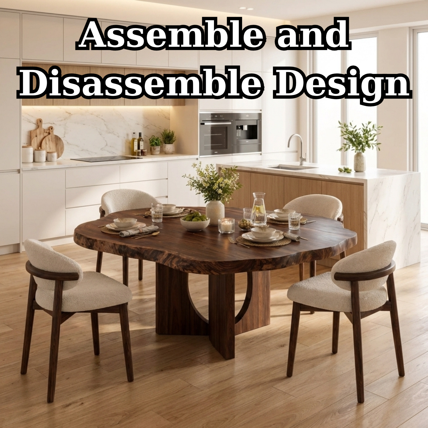 Live Edge Round Solid Wood Dining Table, Sculptural Pedestal Base
