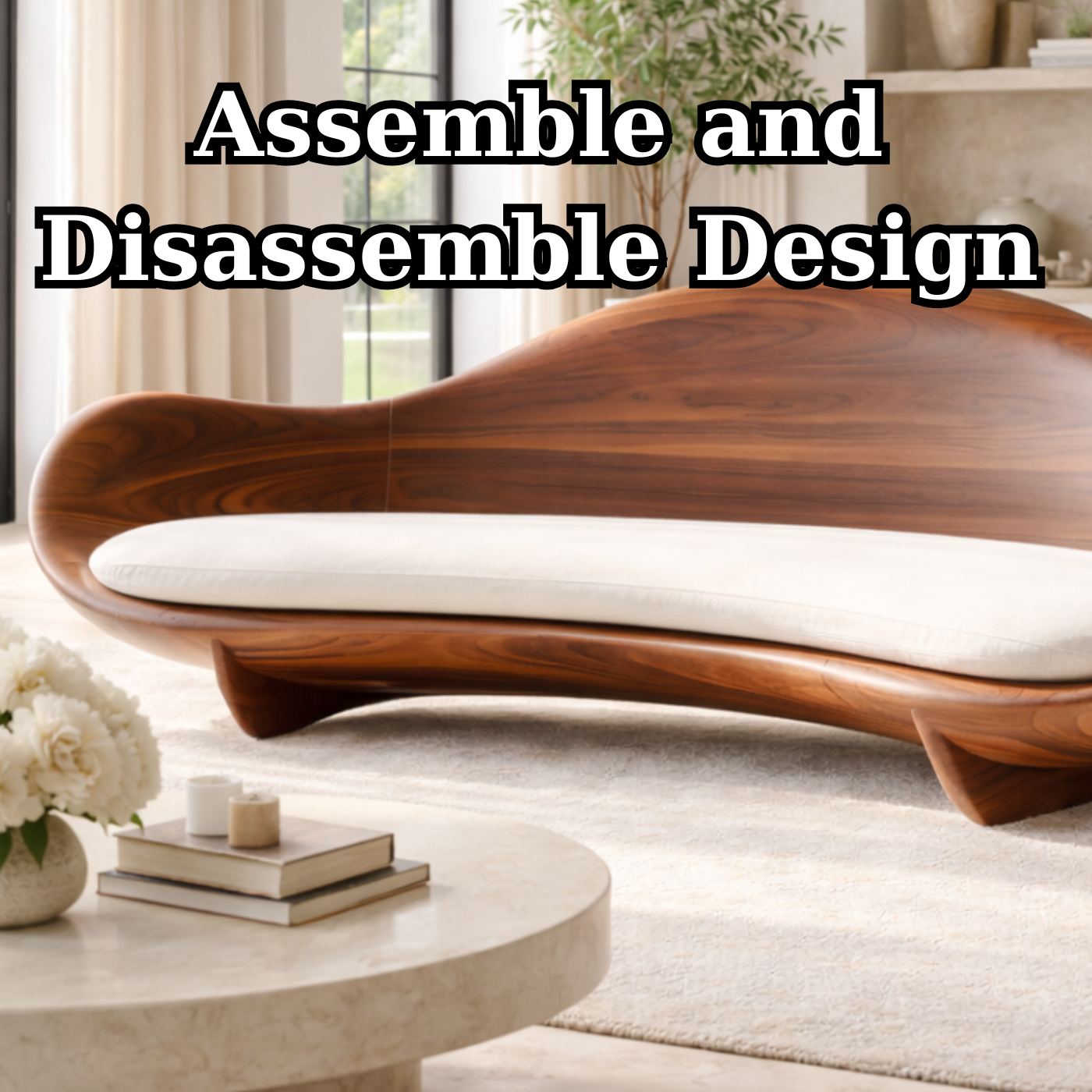 Solid Wood Designer Sofa Contemporary Sculptural Form