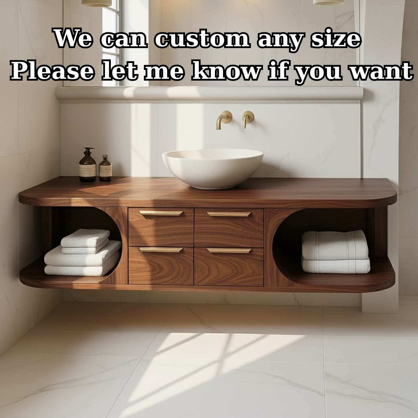 Floating Solid Wood Bathroom Vanity with Drawers and Open Shelves for Contemporary Bathrooms