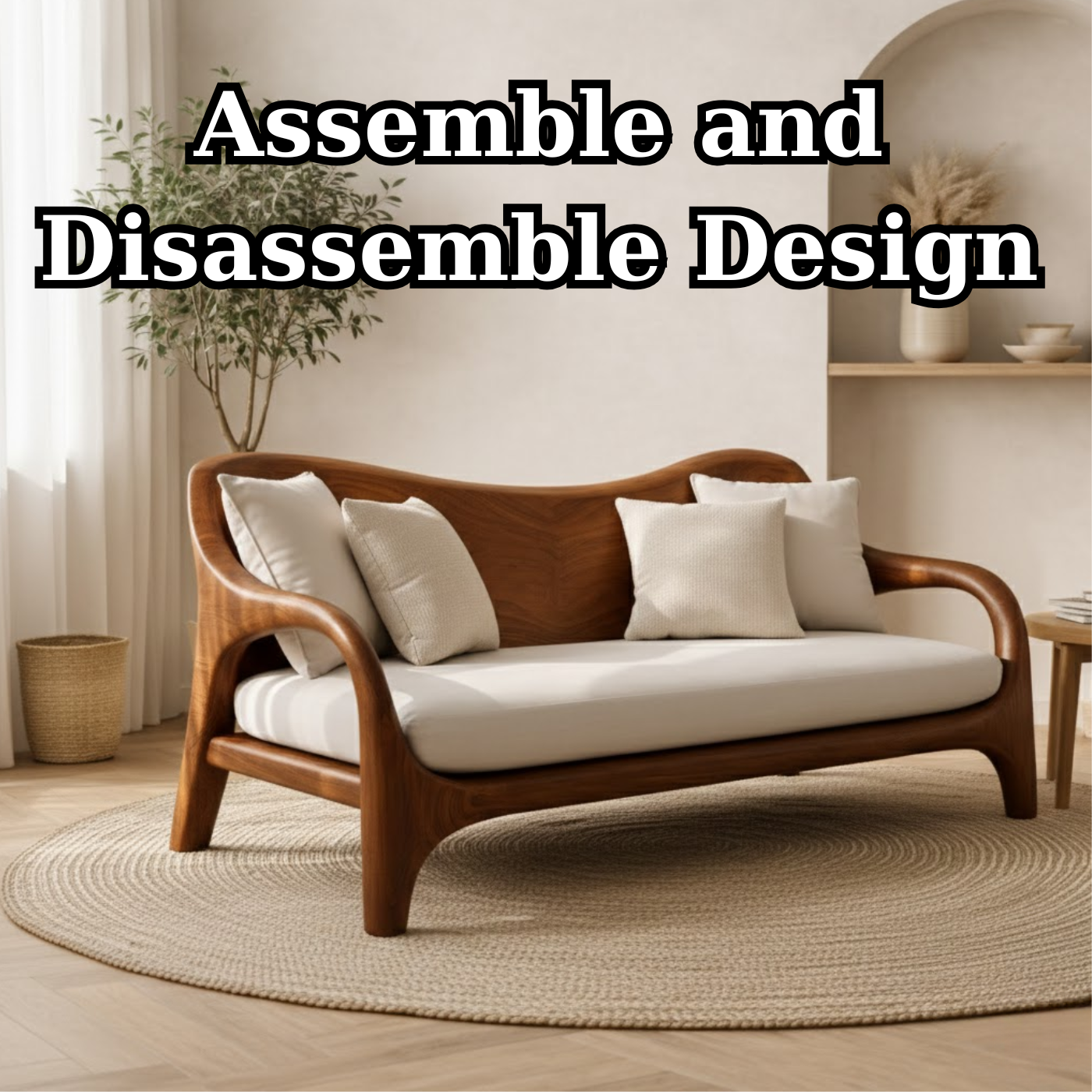 Luxury Solid Wood Sofa Curved Modern Design