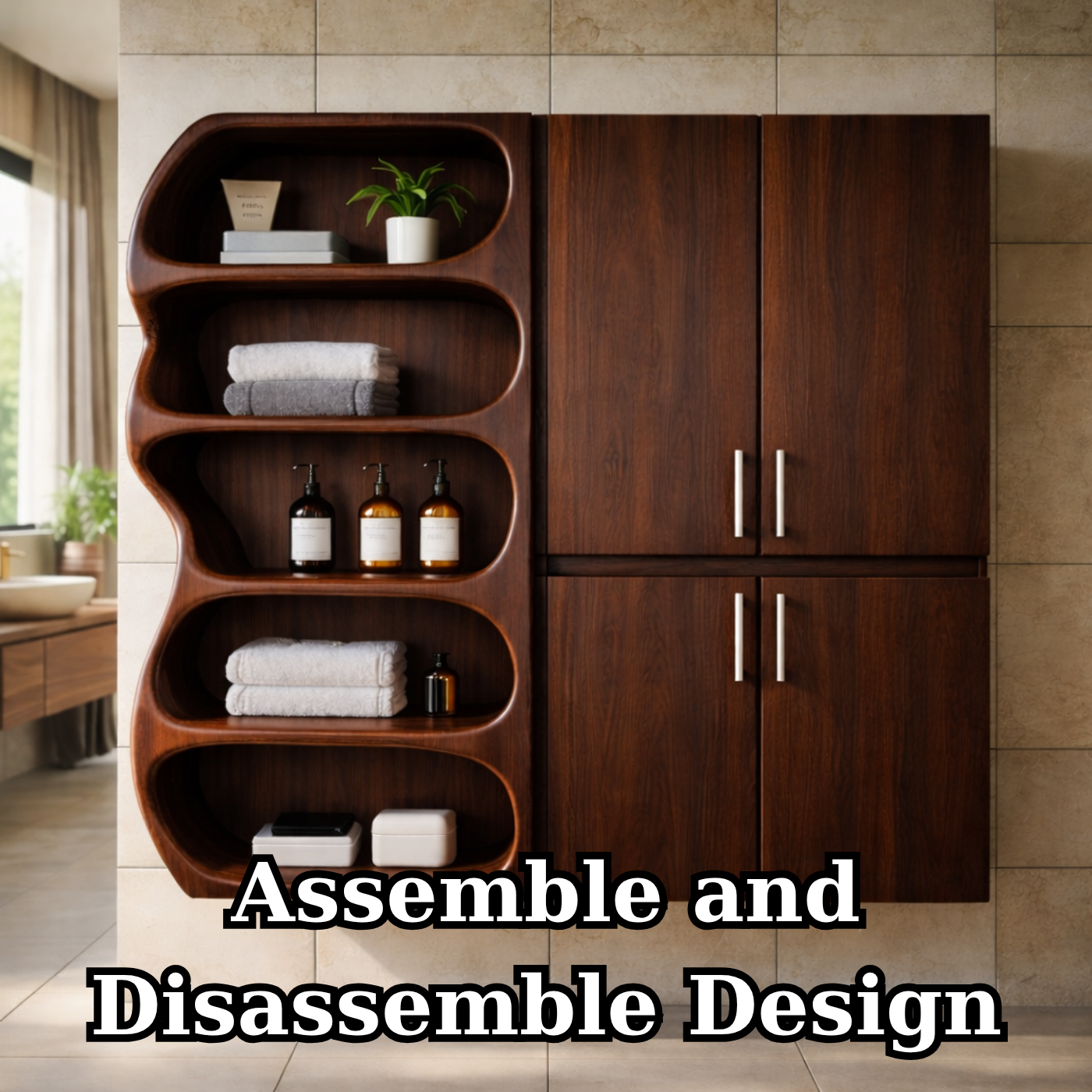 Solid Wood Bathroom Storage Cabinet with Open Shelf – Modern Wall Mounted Organizer