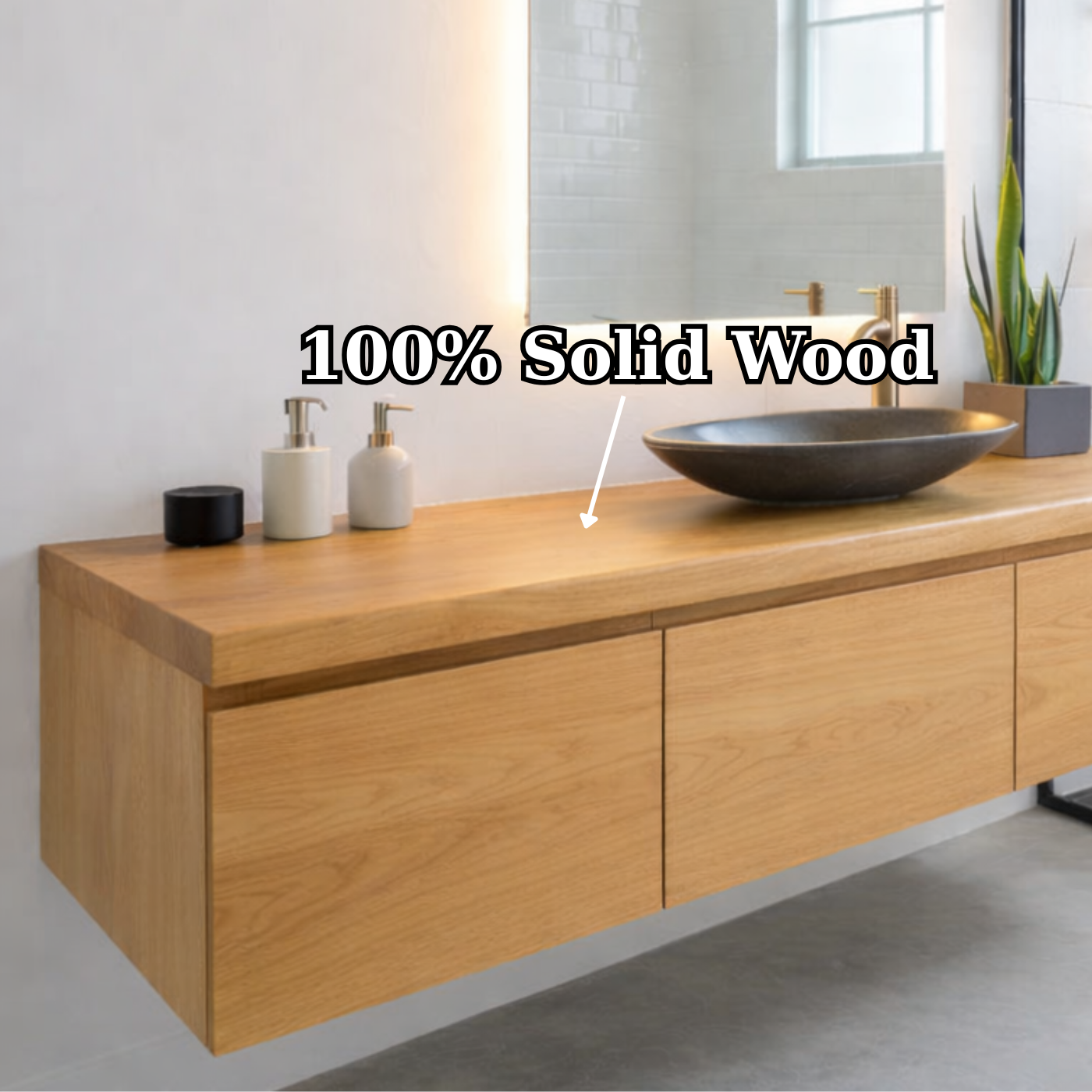 Floating Oak Bathroom Vanity, Wall Mounted Wood Vanity Cabinet