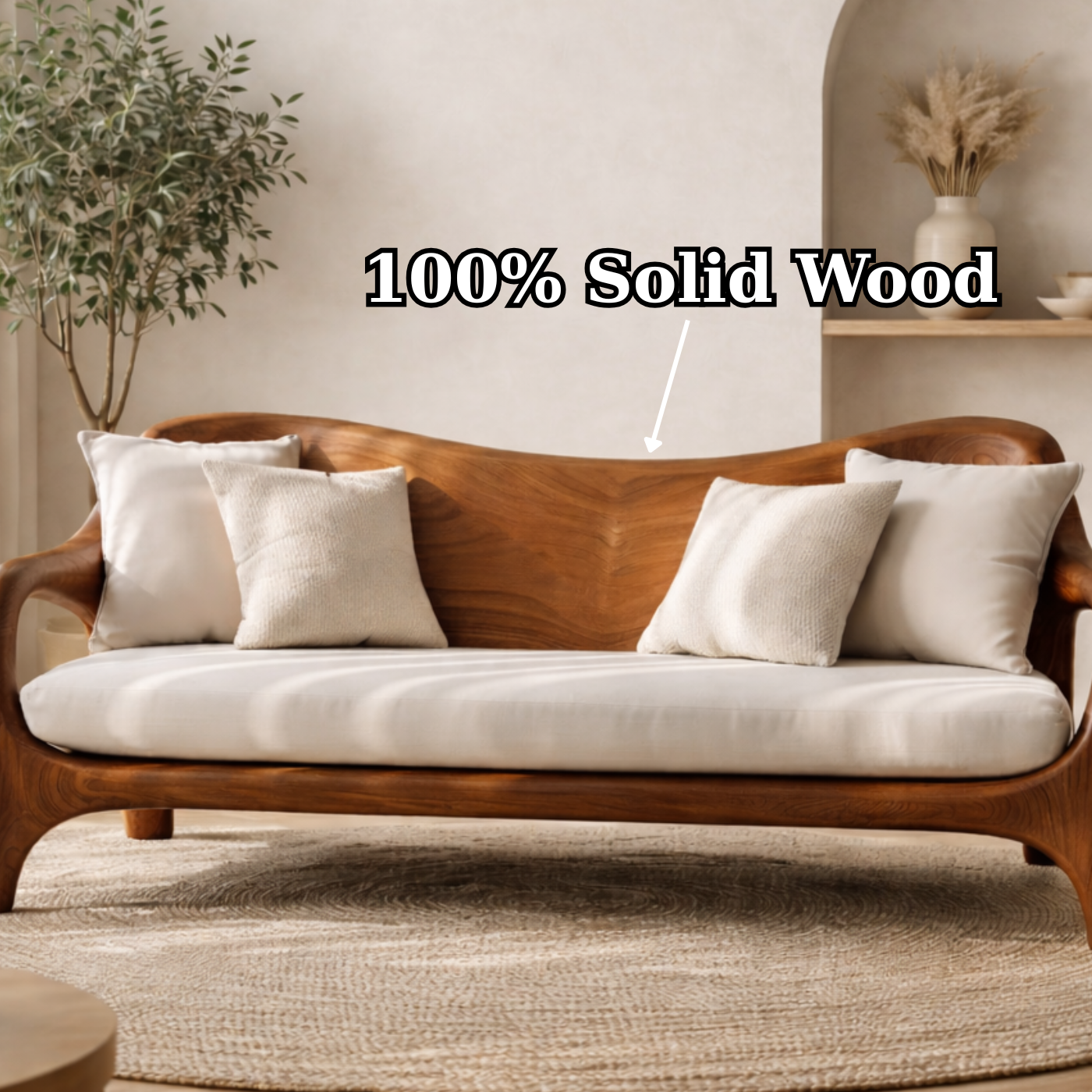 Luxury Solid Wood Sofa Curved Modern Design