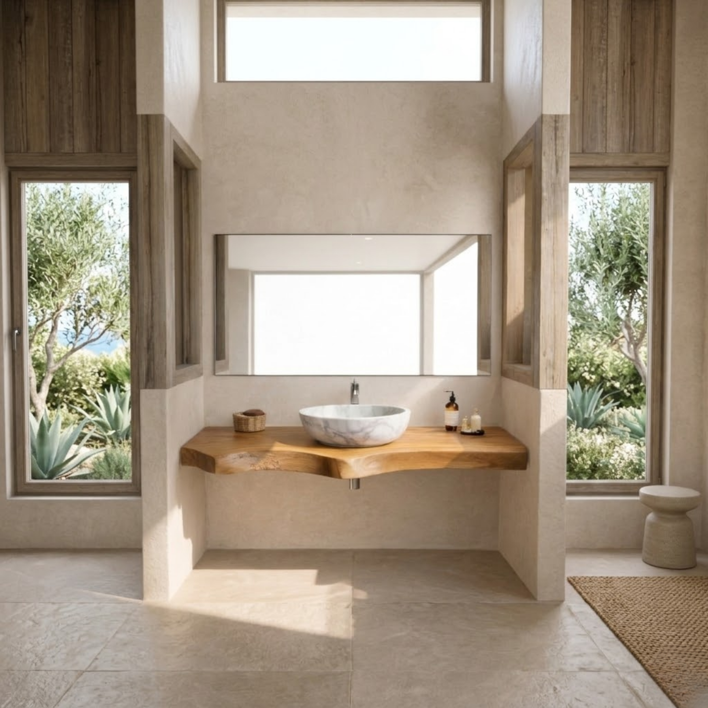 Live Edge Floating Bathroom Vanity Top, Solid Wood Wall Mounted Vanity Counter