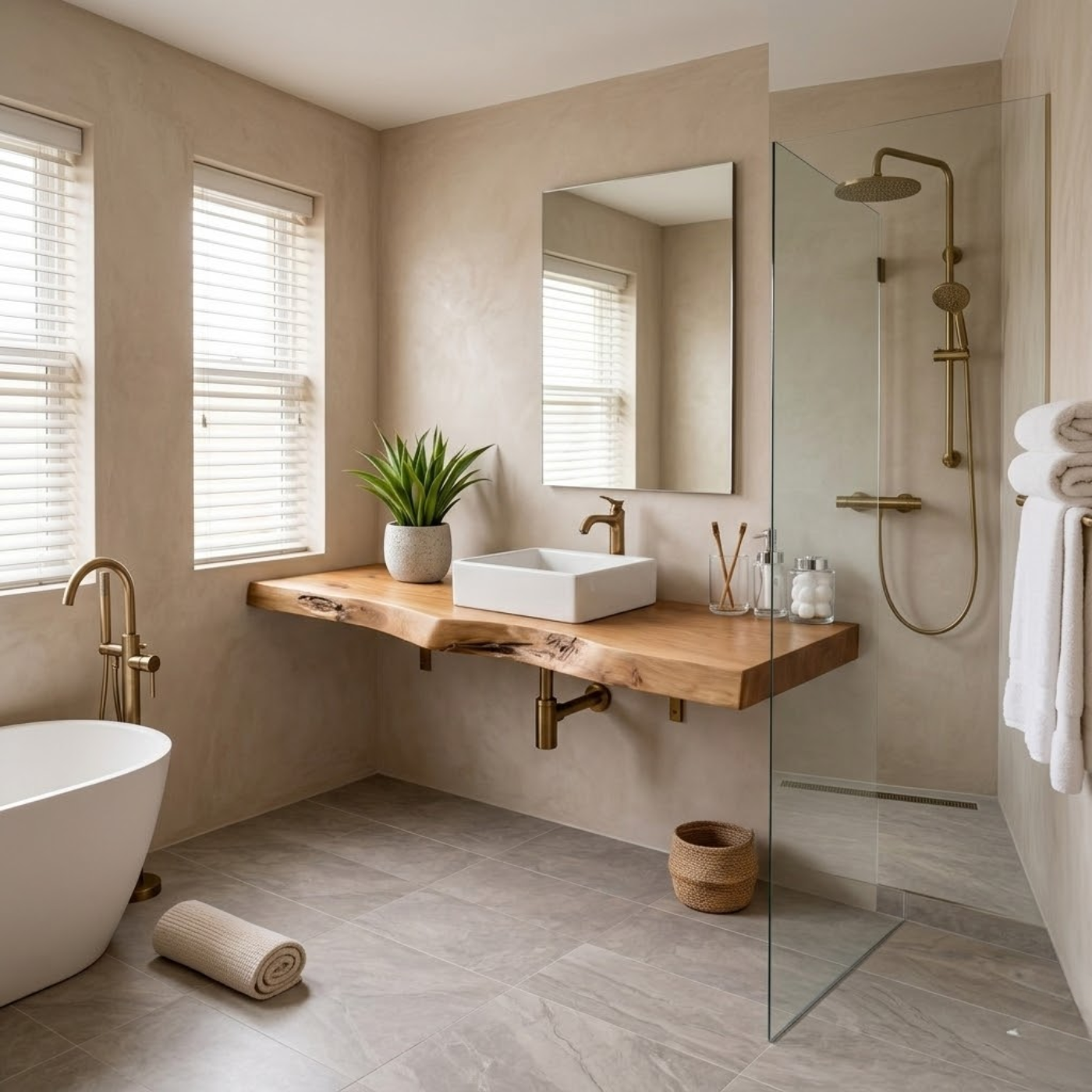 Floating Live Edge Solid Wood Bathroom Shelf Wall Mounted Natural Wood Vanity Top