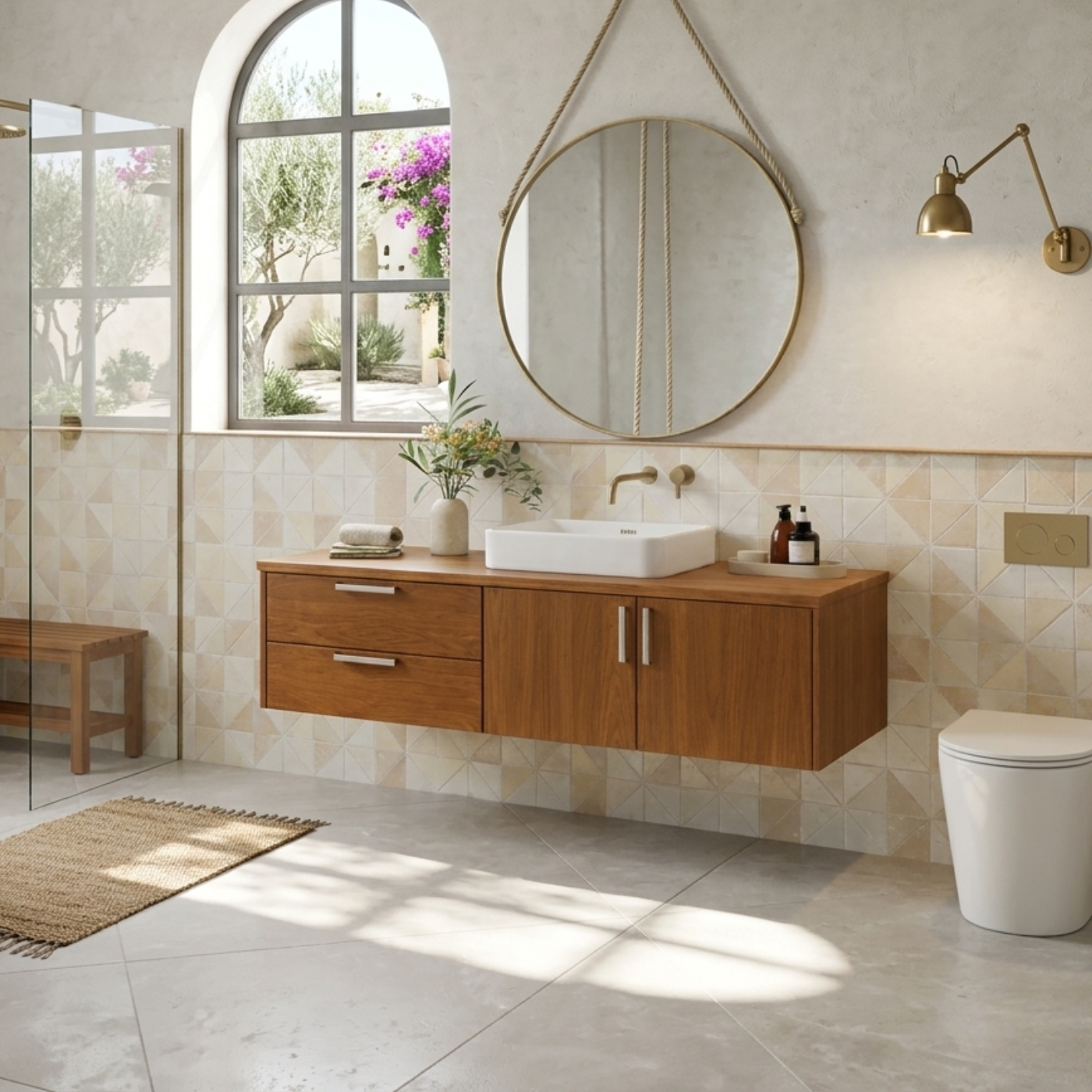 Floating Solid Wood Bathroom Vanity with Drawers and Cabinet Doors for Modern Home Interiors