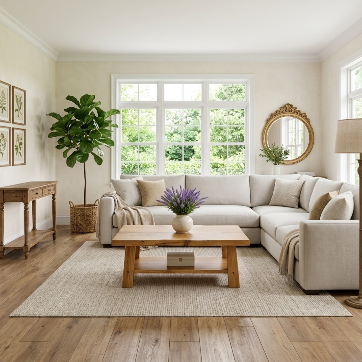 Solid Wood Coffee Table with Storage Shelf Rustic Wooden Living Room Table