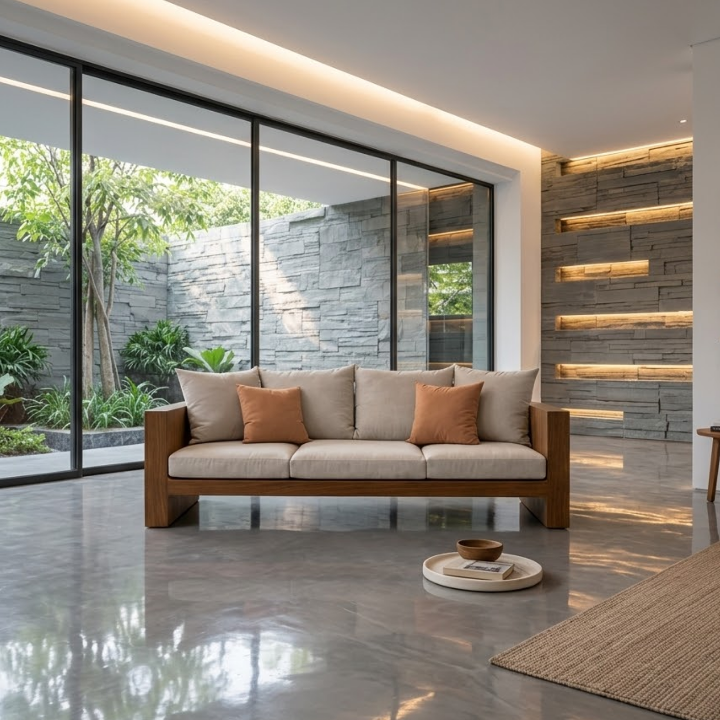 Minimalist Solid Wood Sofa Frame Modern Wooden Couch Base for Living Room