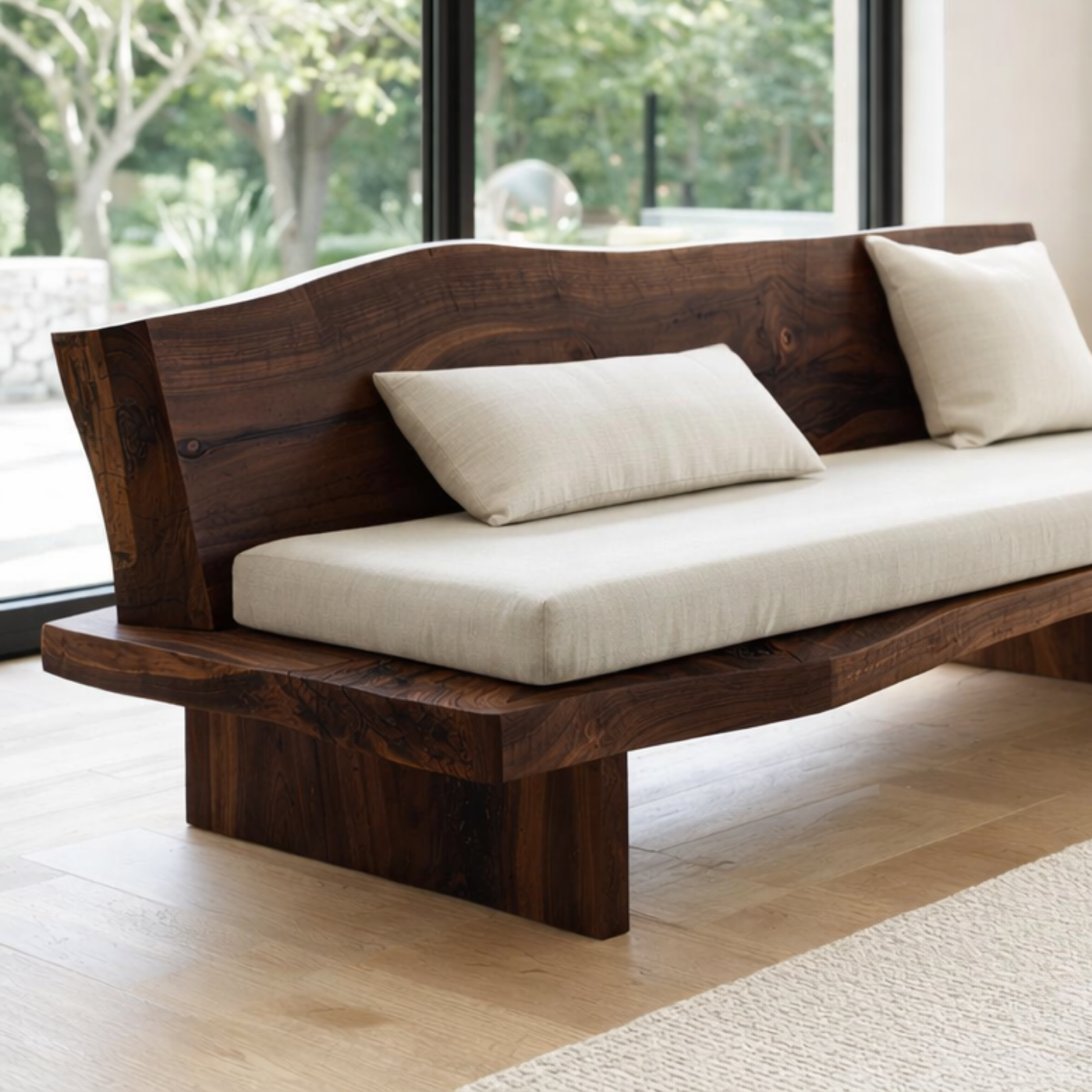 Solid Wood Sofa Frame – Live Edge Rustic Wooden Living Room Sofa
