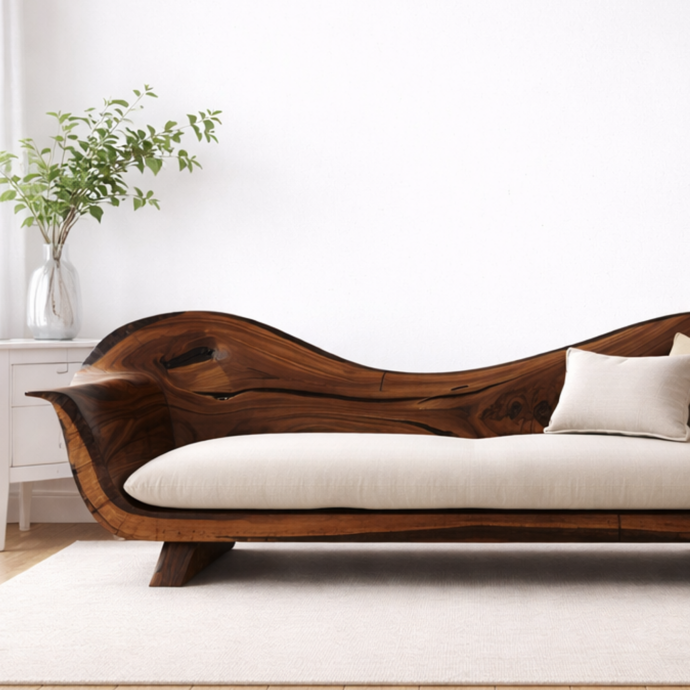 Live Edge Solid Wood Sofa – Sculptural Walnut Wooden Sofa