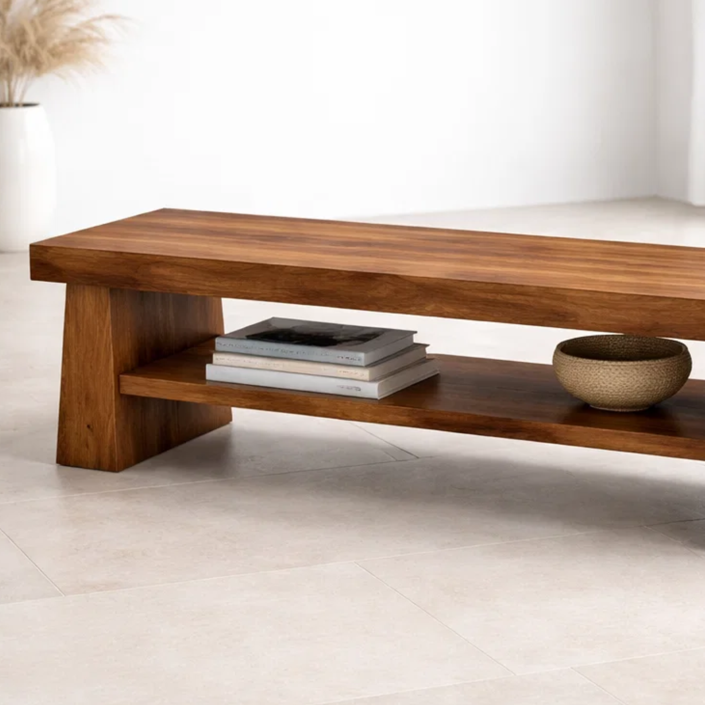 Solid Wood Entryway Bench with Shelf, Wooden Shoe Bench, Hallway Seating, Minimalist Storage Bench