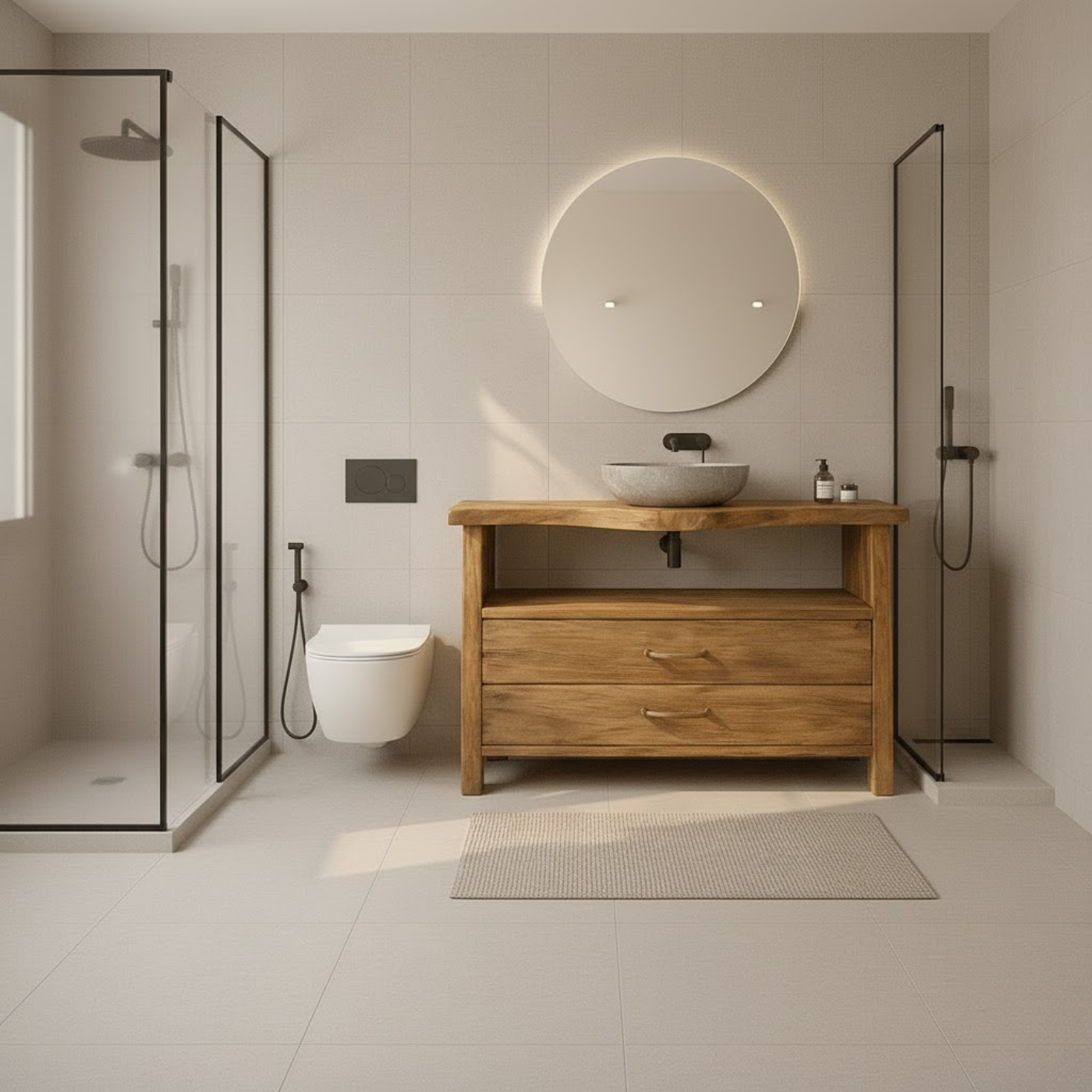 Live Edge Solid Wood Bathroom Vanity with 2 Drawers and Open Shelf for Contemporary Farmhouse Bathrooms