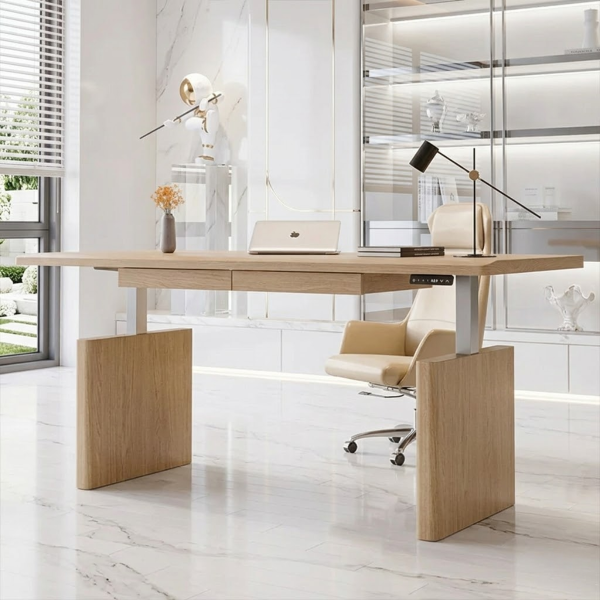 Modern Ergonomic Work Desk with Adjustable Features for Home Office