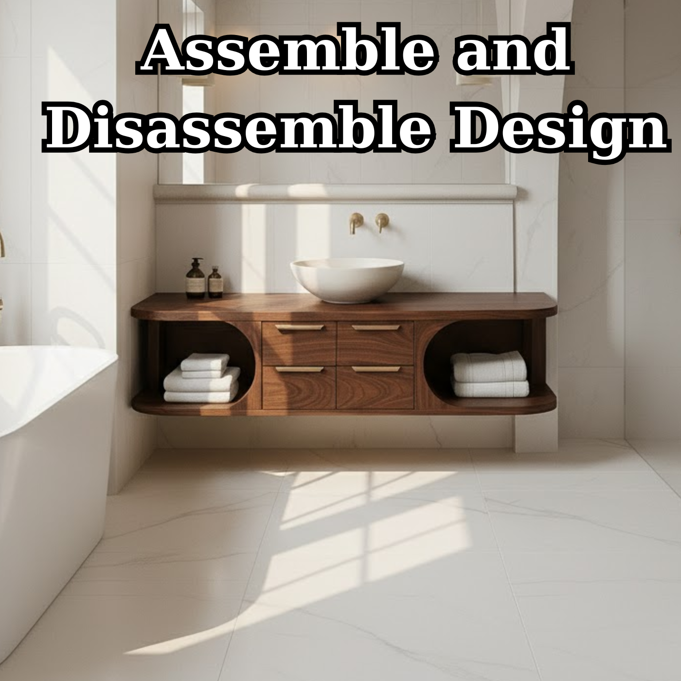 Floating Solid Wood Bathroom Vanity with Drawers and Open Shelves for Contemporary Bathrooms