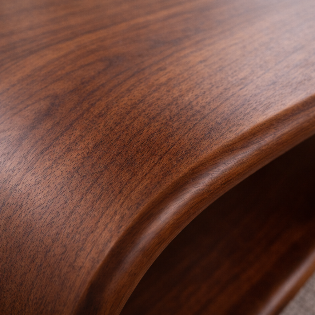 Solid Wood Sculptural Coffee Table with Curved Wave Base – Modern Organic Coffee Table