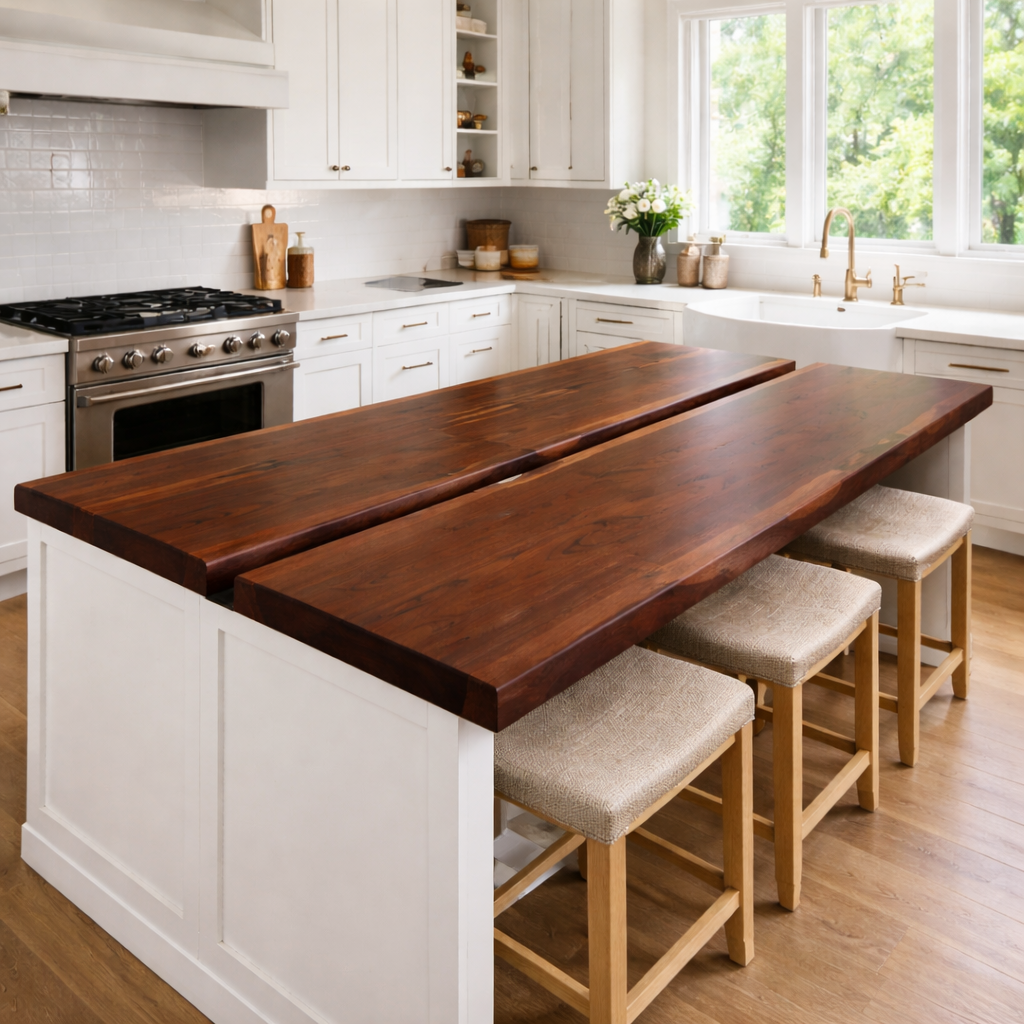 Solid Wood Kitchen Countertop Slab – Island Bar Top for Kitchen Seating