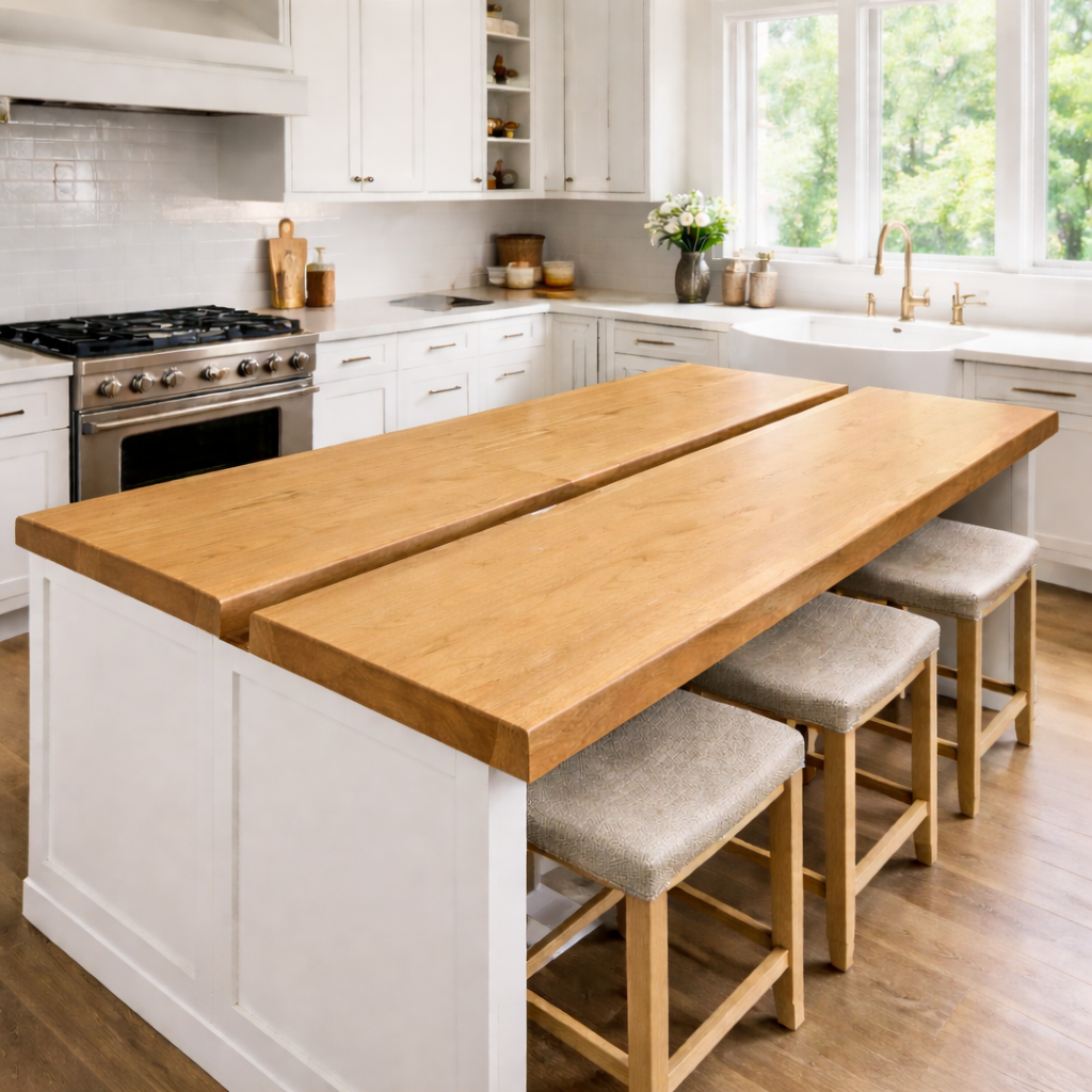 Solid Wood Kitchen Countertop Slab – Island Bar Top for Kitchen Seating