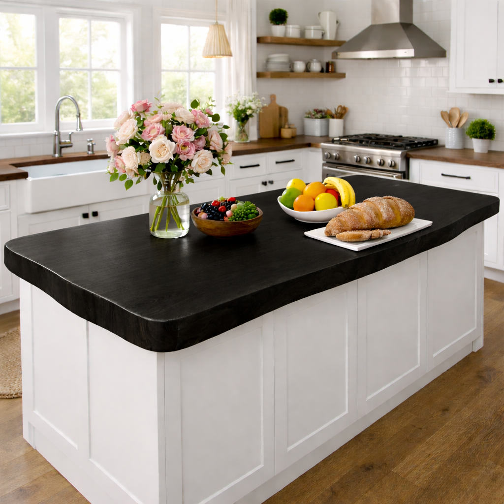 Solid Wood Kitchen Countertop – Thick Island Top for Farmhouse Kitchen